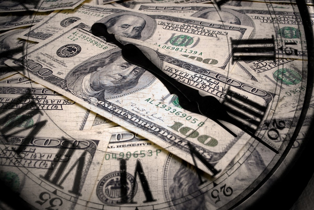 clock made of dollars