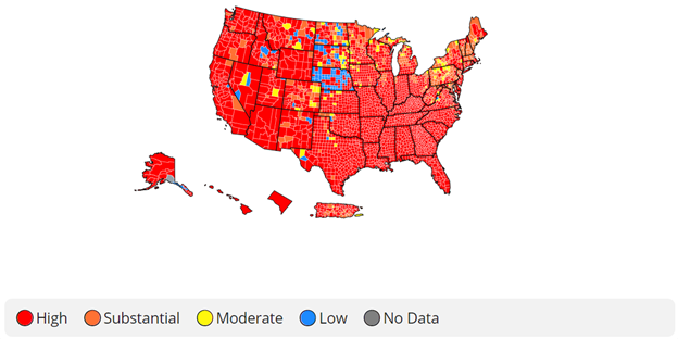 As Delta Variant COVID-19 Cases Continue to Rise, MIOSHA Issued a Statement Strongly Encouraging Michigan Employers to Follow Updated CDC Guidelines - Michigan Human Resource Consulting Blog | Sage Solutions Group - Delta_Map