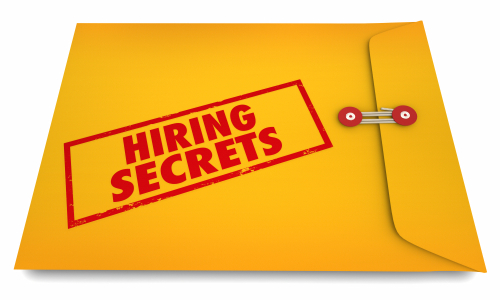 yellow envelope with the words Hiring Secrets
