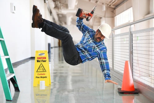 Contractor falling down during work